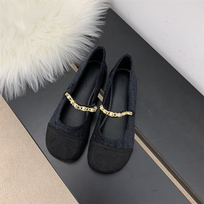 Damen Ballerinas Elegante Schuhe mit Ketten-Detail