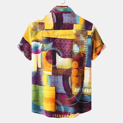 Herren Kurzarmhemd Modernes Abstract Design Schwarz