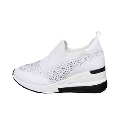 Damen Sneaker Sportlich Glitzernde Strasssteinchen