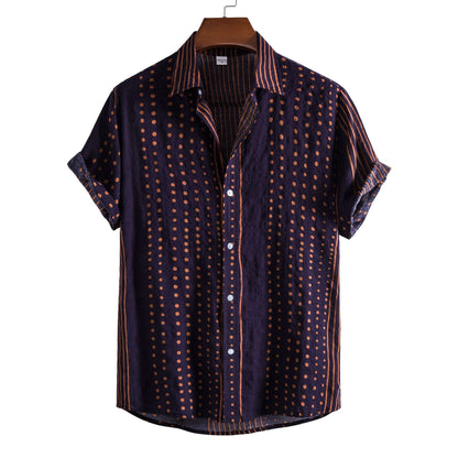 Herren Kurzarmhemd Modern Punkt Streifen Muster Trendy - BerlinGlamour