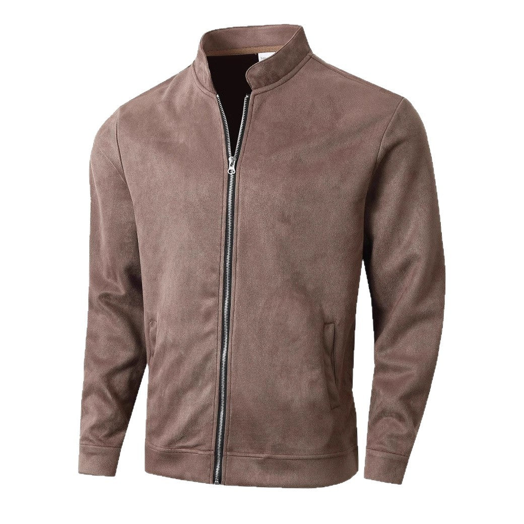 Herren Lederjacke Soft Lederoptik High Collar Modern