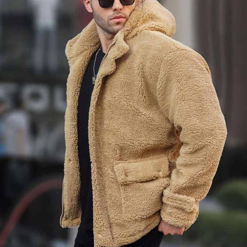 Herren Teddyjacke Kuschelig Warme Felljacke