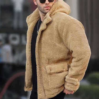 Herren Teddyjacke Kuschelig Warme Felljacke
