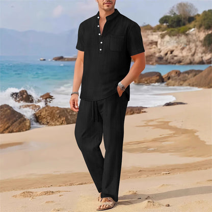 Männer Sommer Outfit Kurzarmhemd lockere Hose