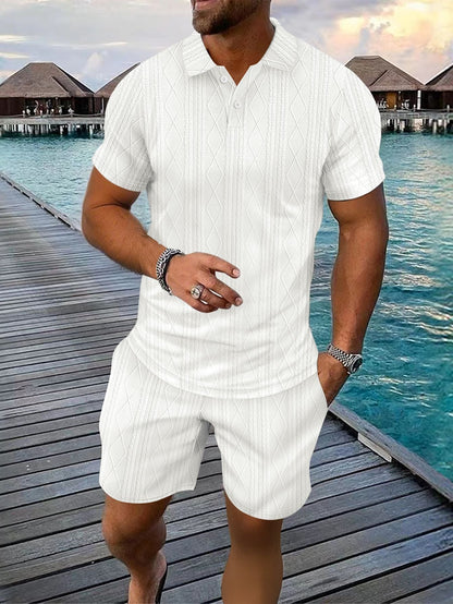 Herren Poloshirt Kurzarm mit Struktur Optik Sommer
