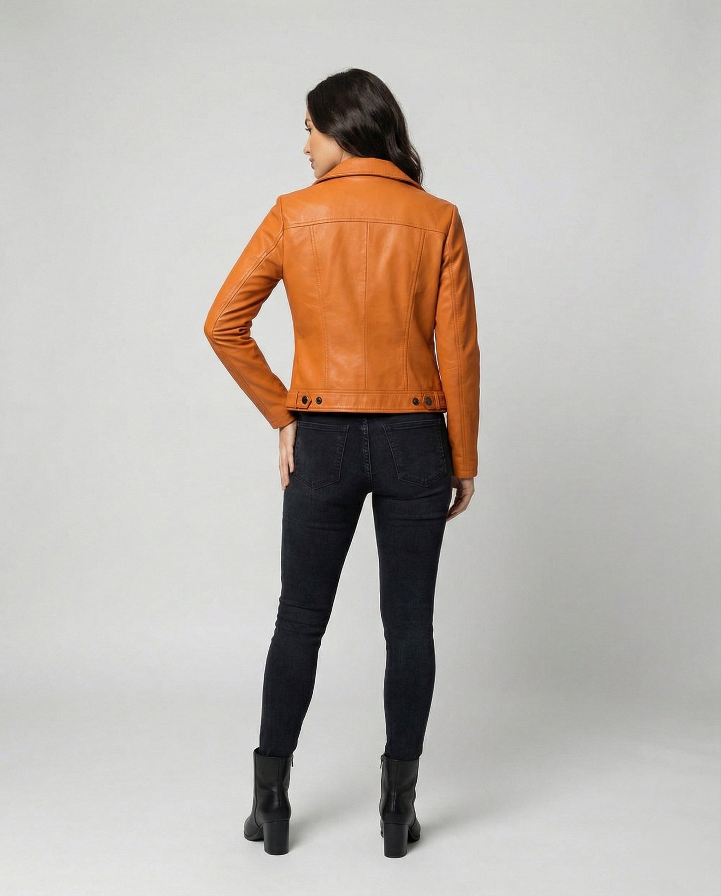 Lederjacke Damen Bikerjacke Asymmetrisch Schwarz