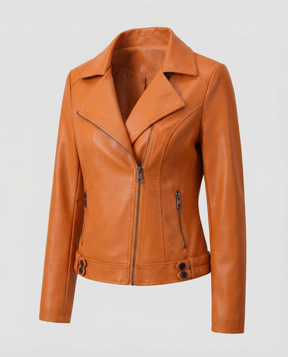 Lederjacke Damen Bikerjacke Asymmetrisch Schwarz