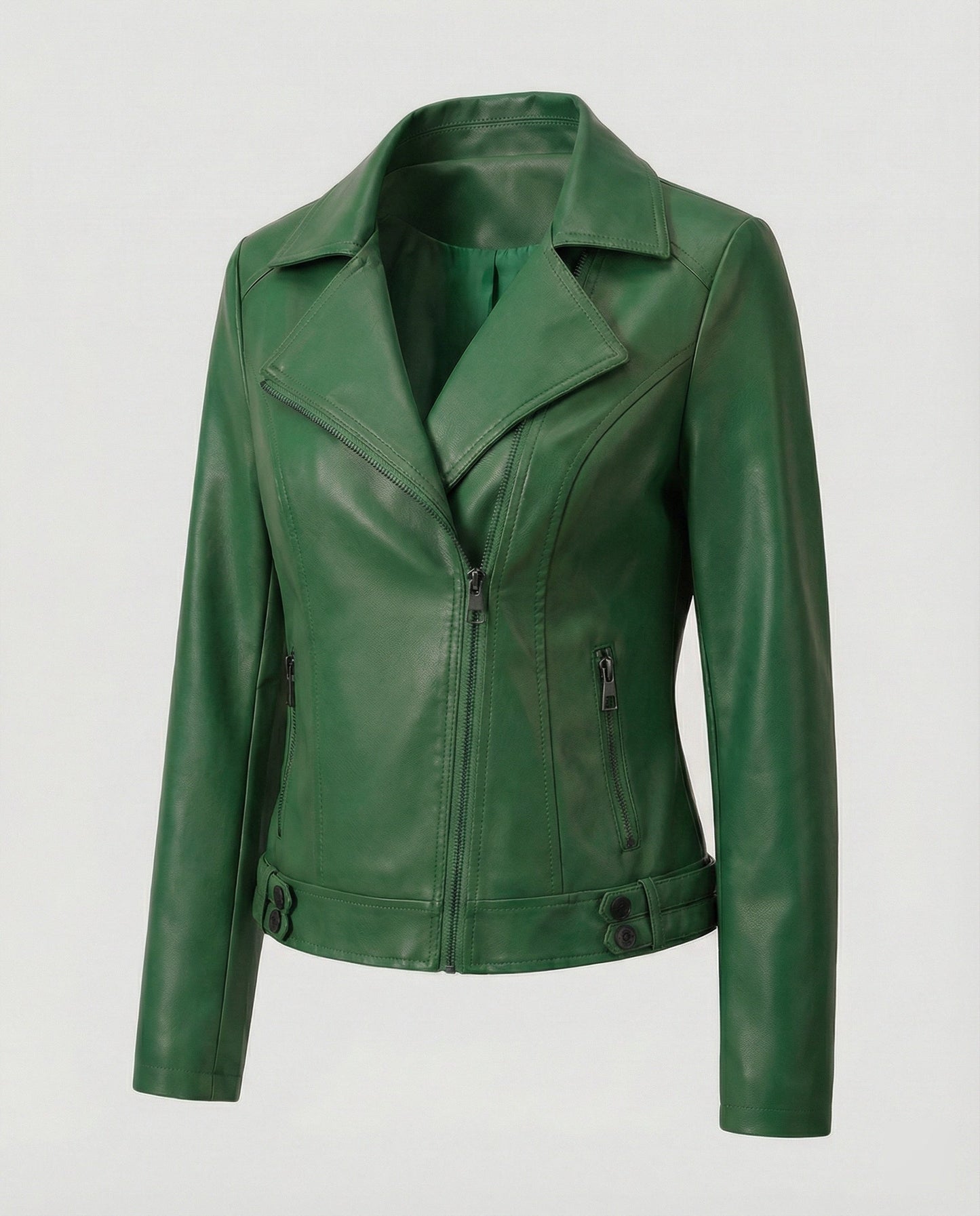 Lederjacke Damen Bikerjacke Asymmetrisch Schwarz