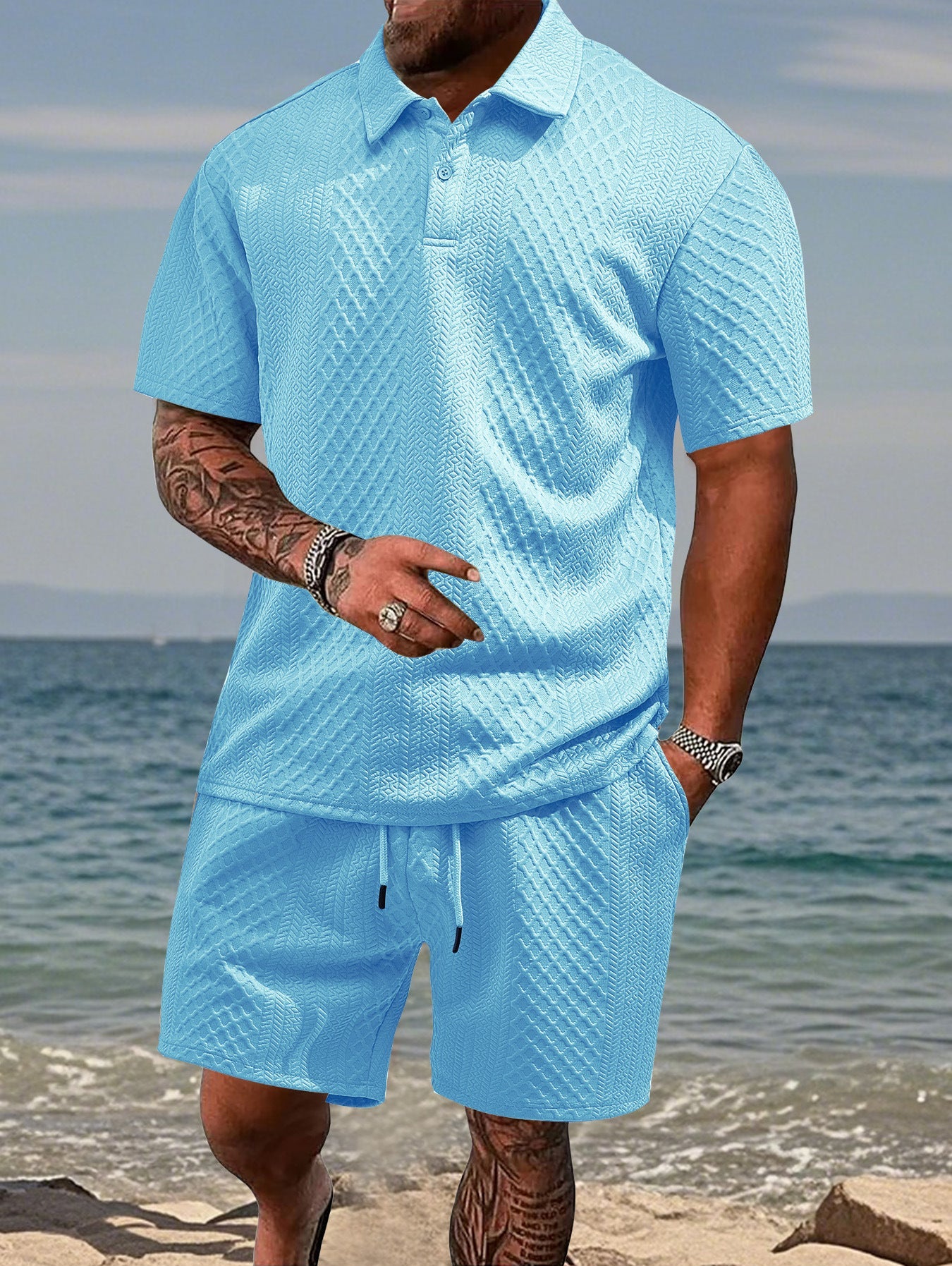 Herren Sportset Polo-Shirt Shorts Modern Sportlich