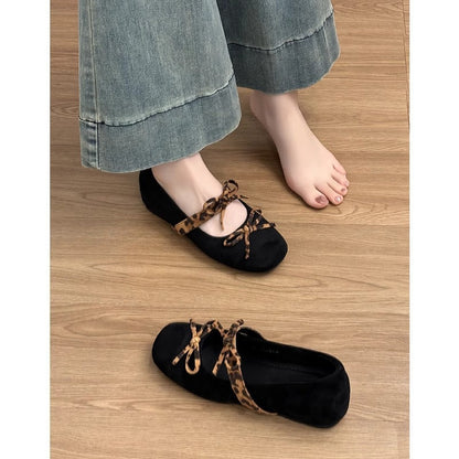 Damen Ballerinas Leopardenmuster Weich ledersoft