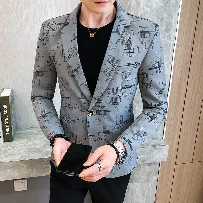 Herren Blazer Modern mit Grafik Design Elegant Schlank