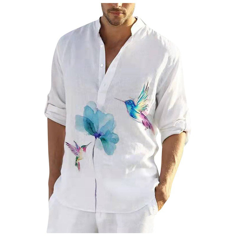 Herren Leinenhemd mit trendigem Druck Berlin Style