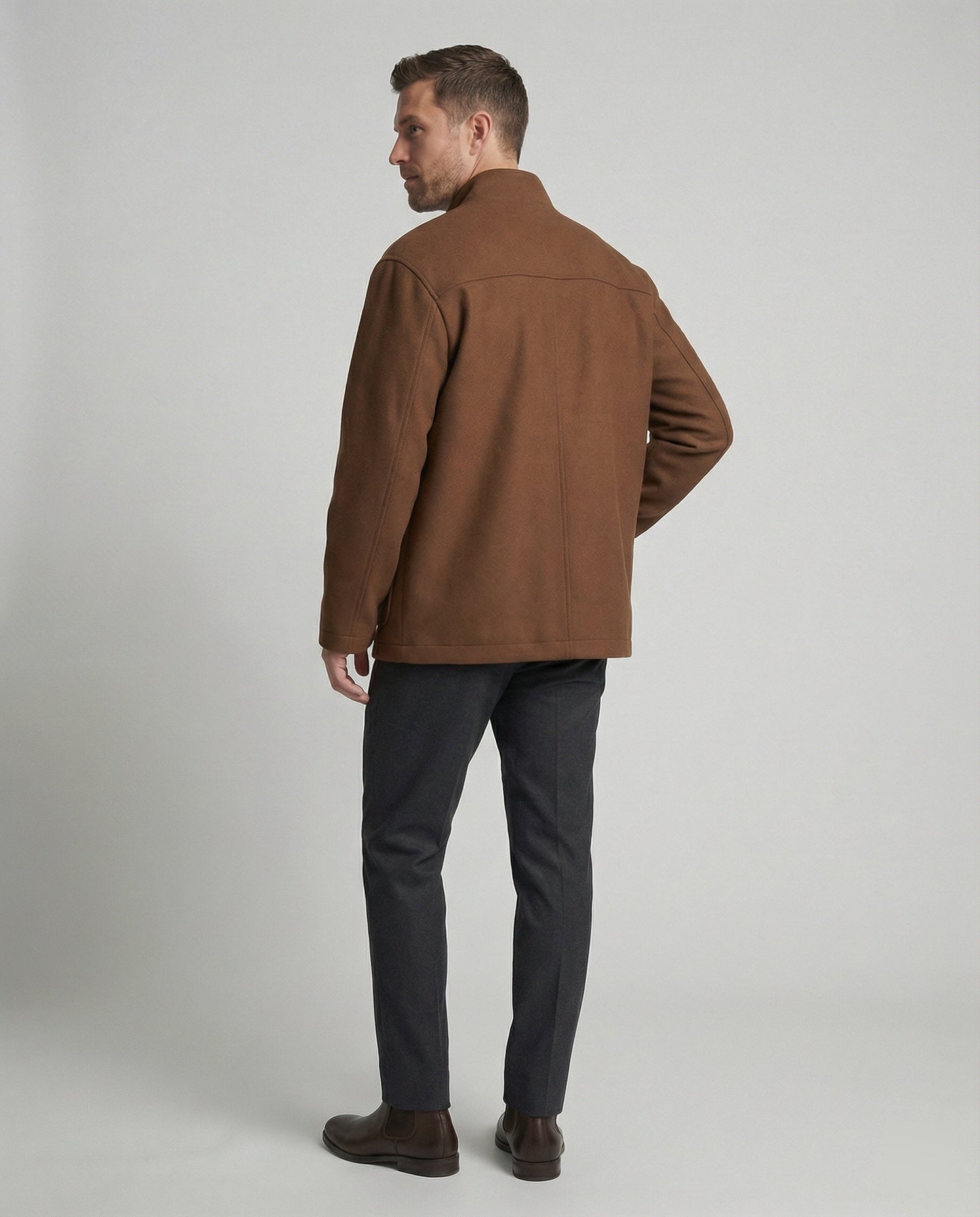 Herren Woll-Hemdjacke Locker Geschnitten Mit Pattentasche