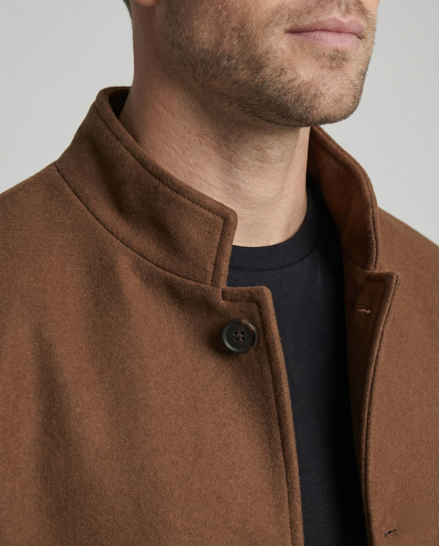 Herren Woll-Hemdjacke Locker Geschnitten Mit Pattentasche