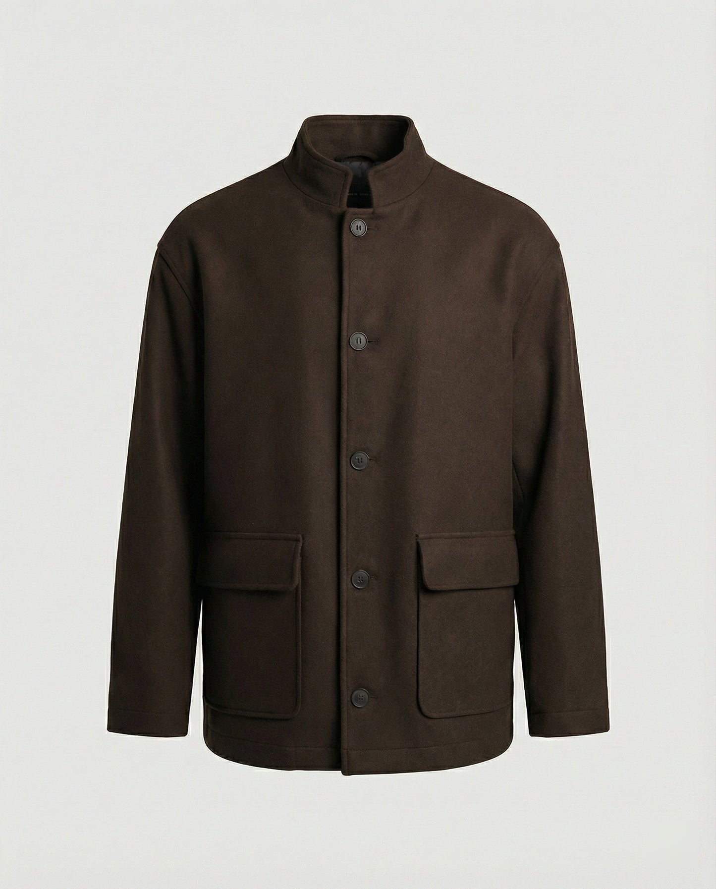 Herren Woll-Hemdjacke Locker Geschnitten Mit Pattentasche