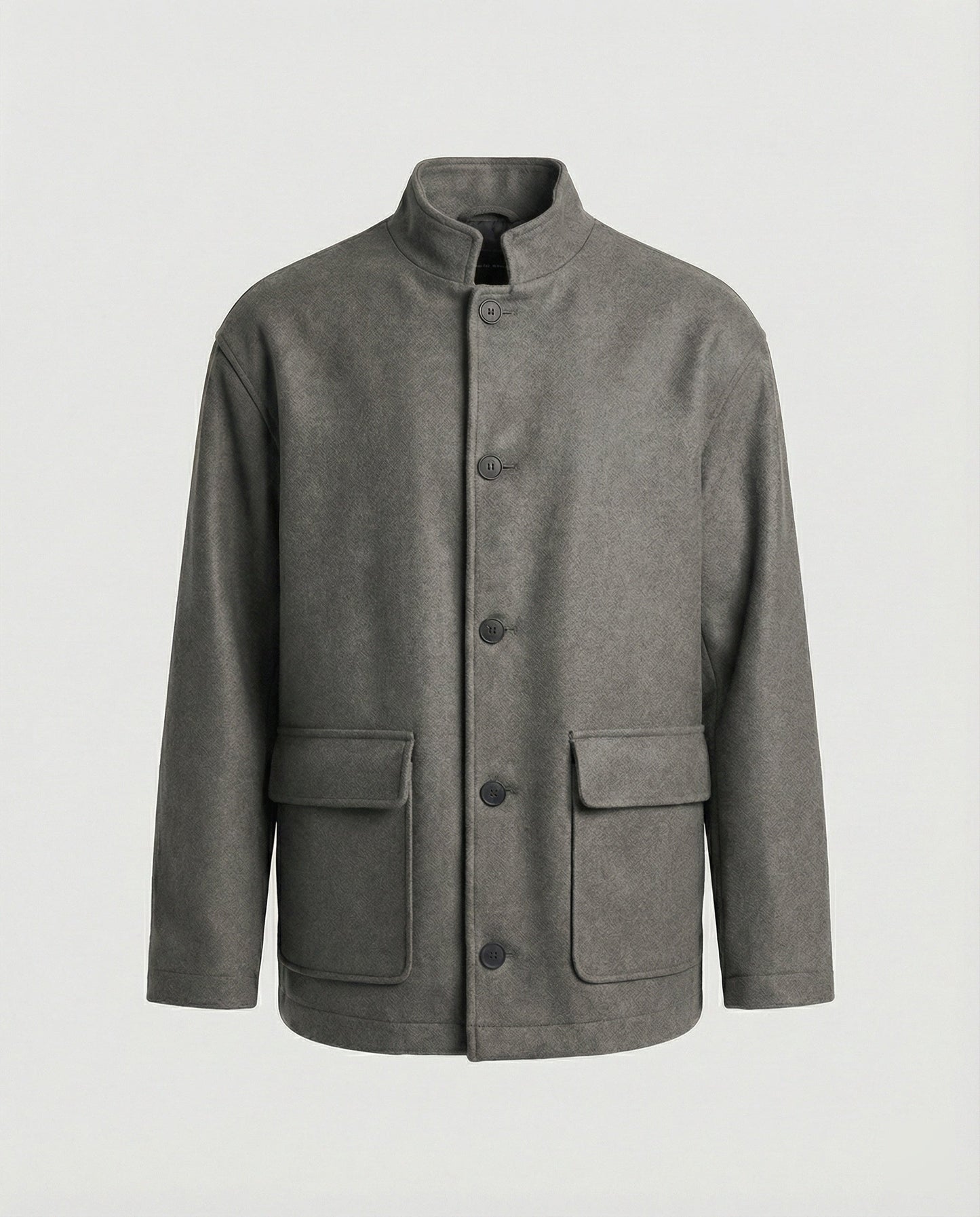 Herren Woll-Hemdjacke Locker Geschnitten Mit Pattentasche