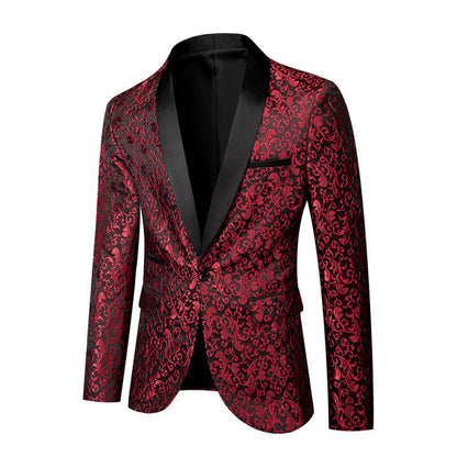 Herren Blazer Smoking Elegant Blumenmuster schwarz - BerlinGlamour
