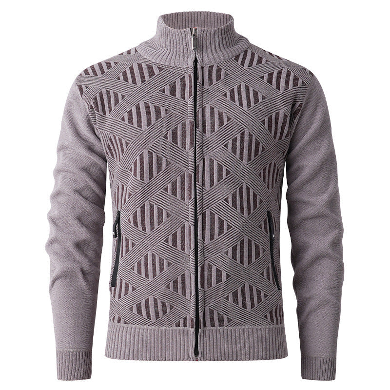 Herren Strickjacke Elegant Mit Stehkragen Modern - BerlinGlamour