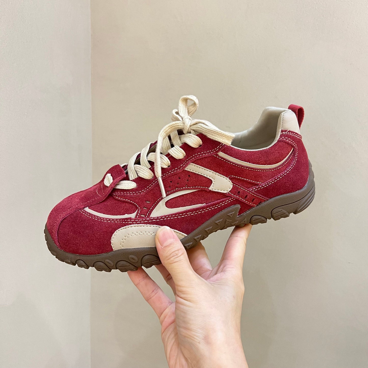 Damen Sneaker Sportlich Wildleder Mesh Atmungsaktiv