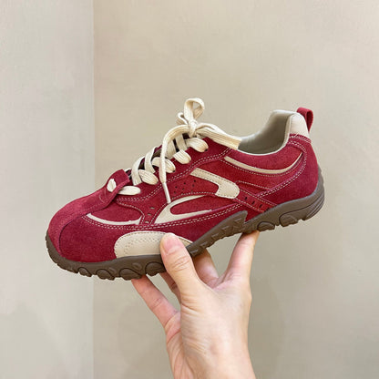 Damen Sneaker Sportlich Wildleder Mesh Atmungsaktiv