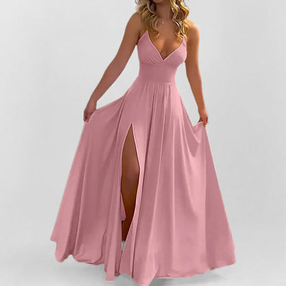 Damen Maxikleid V-Ausschnitt Figurbetonter OberteilSexy Abendkleid