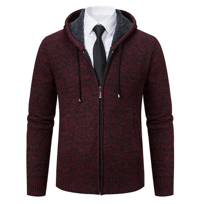 Herren Strickjacke Kapuze Reißverschluss Modern