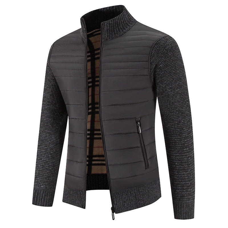 Herren Steppjacke Lässig Strick Ärmel Winterjacke