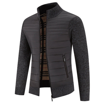 Herren Steppjacke Lässig Strick Ärmel Winterjacke