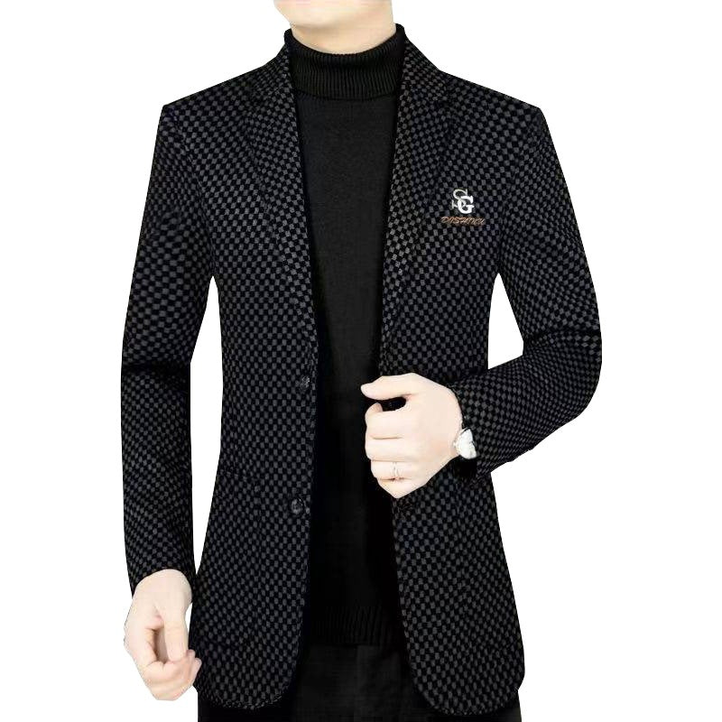 Herren Anzugjacke Schachbrettmuster Modern Slimfit