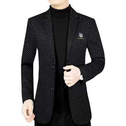 Herren Anzugjacke Schachbrettmuster Modern Slimfit