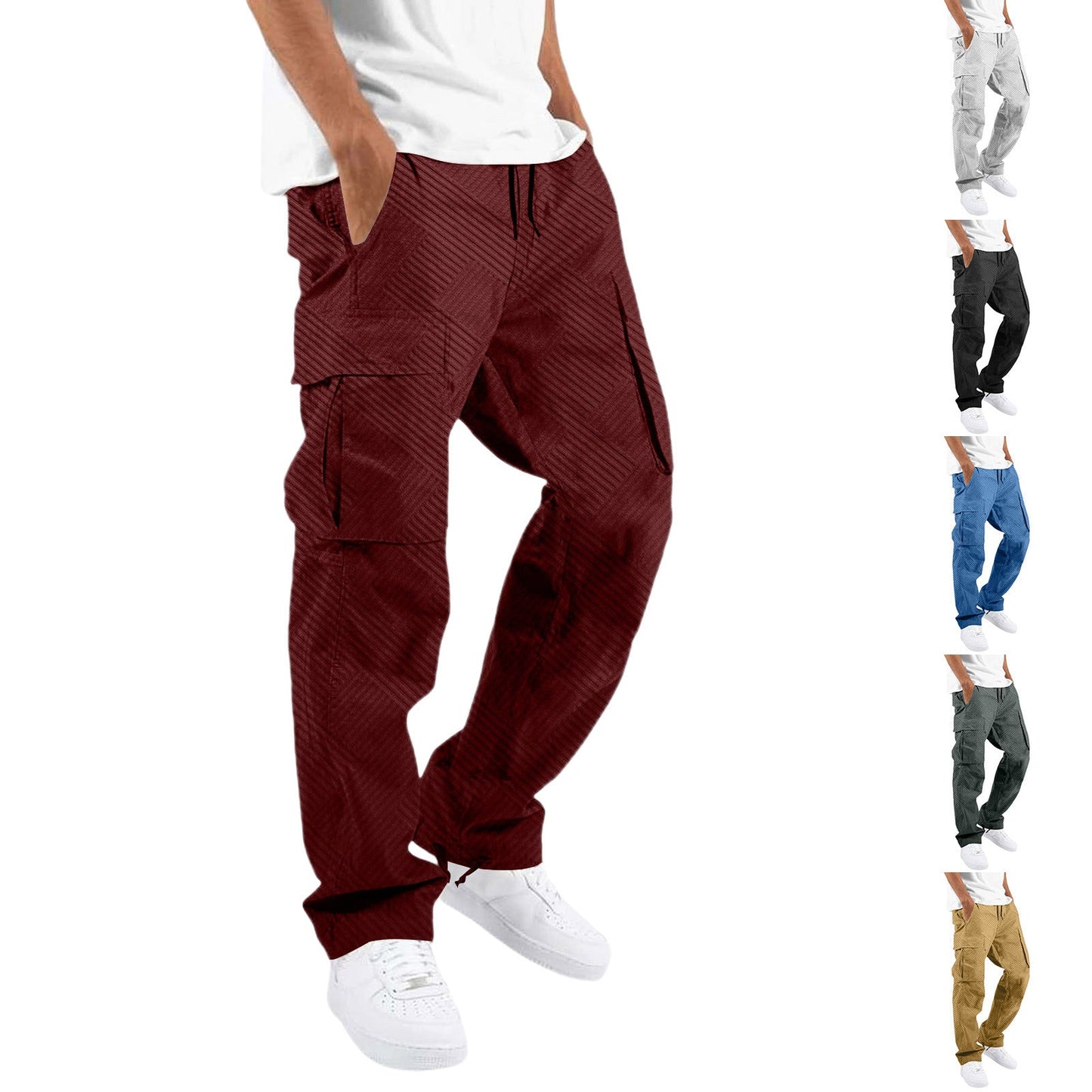 Herren Cargo-Hose Bequem Freizeit Schnitt Mit Seitentaschen