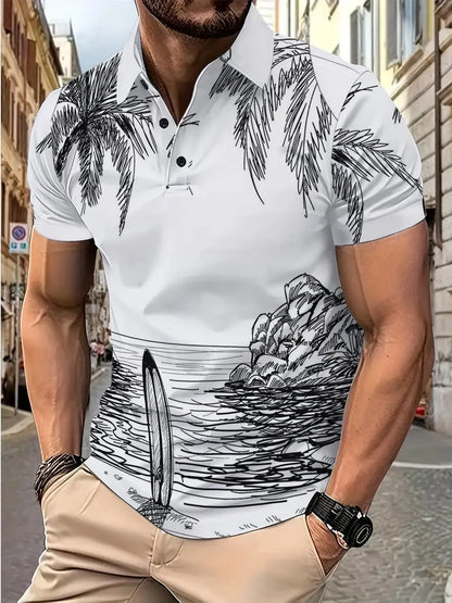 Herren Polohemd Surfmotiv Hochwertig Baumwolle Berlin
