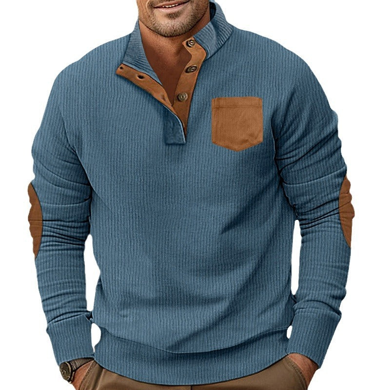 Herren Pullover Langarm Kontrast Ärmel Modern