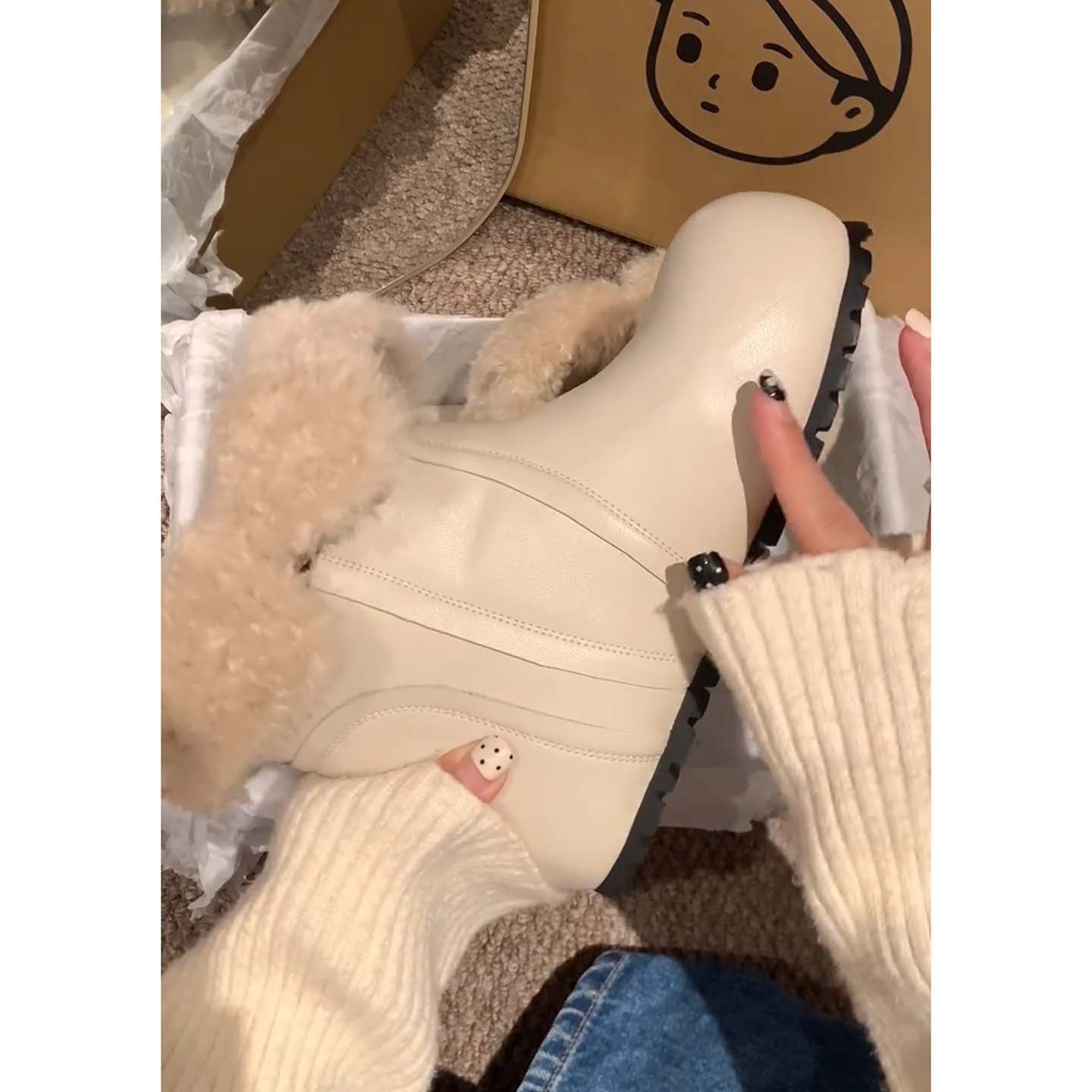 Damen Winterstiefel Warm Kuschelig Schnürboots Modern