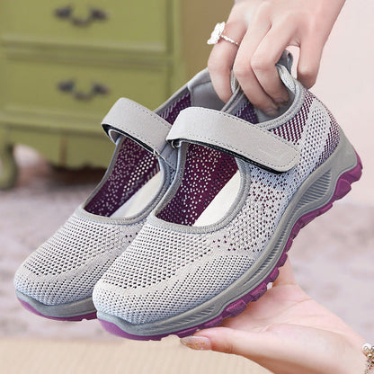 Damen Sportschuhe Atmungsaktiv Slip-On mit Klettverschluss