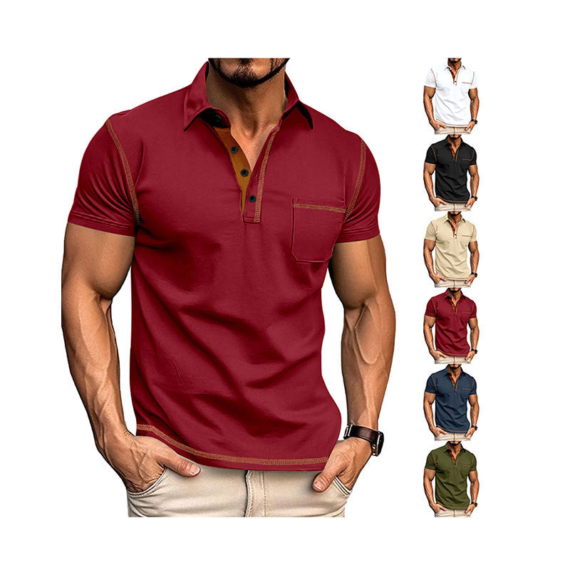 Herren Poloshirt Mit Kontrastdetails und Brusttasche Modern