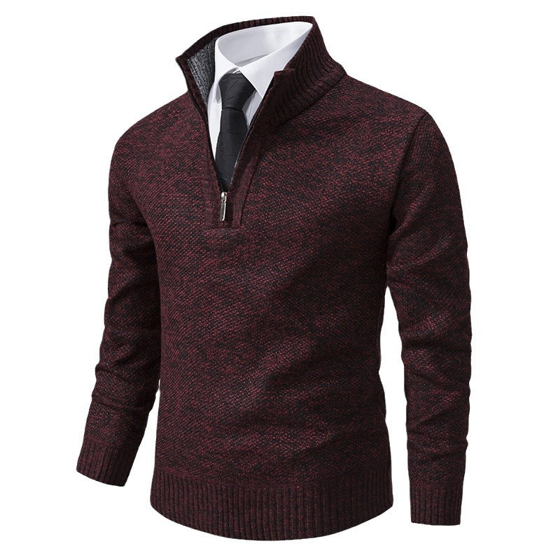 Herren Strickpullover Eleganter V-Ausschnitt Mit Reißverschluss