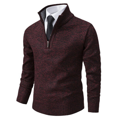 Herren Strickpullover Eleganter V-Ausschnitt Mit Reißverschluss