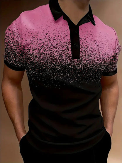 Herren Polohemd Modern Gradient Druck Sportlich