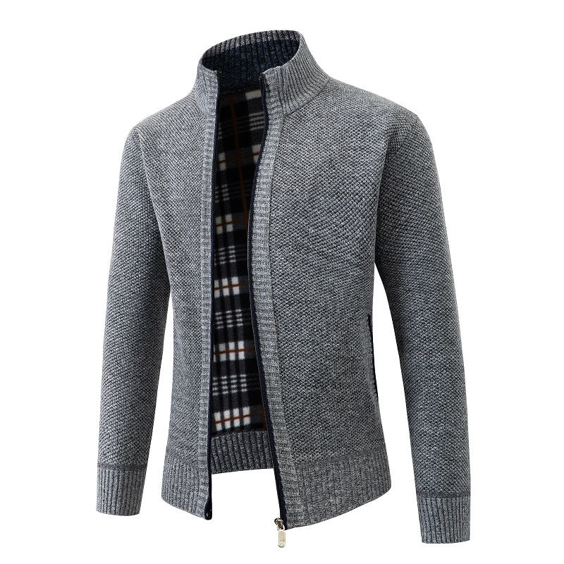 Herren Strickjacke Modern Stehkragen Mit Taschen - BerlinGlamour