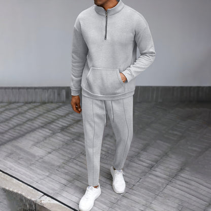 Herren Sportanzug Modern Stehkragen Bauchtasche Jogginganzug