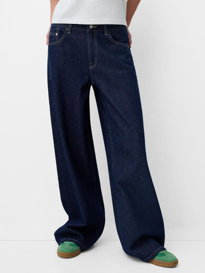 Damen High-Waist Jeans Hose mit Weitem Bein und Modernem Schnitt