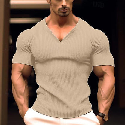 Herren T-Shirt V-Ausschnitt Slim Fit atmungsaktiv