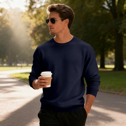 Herren Pullover Sportlich Rundhals Grau