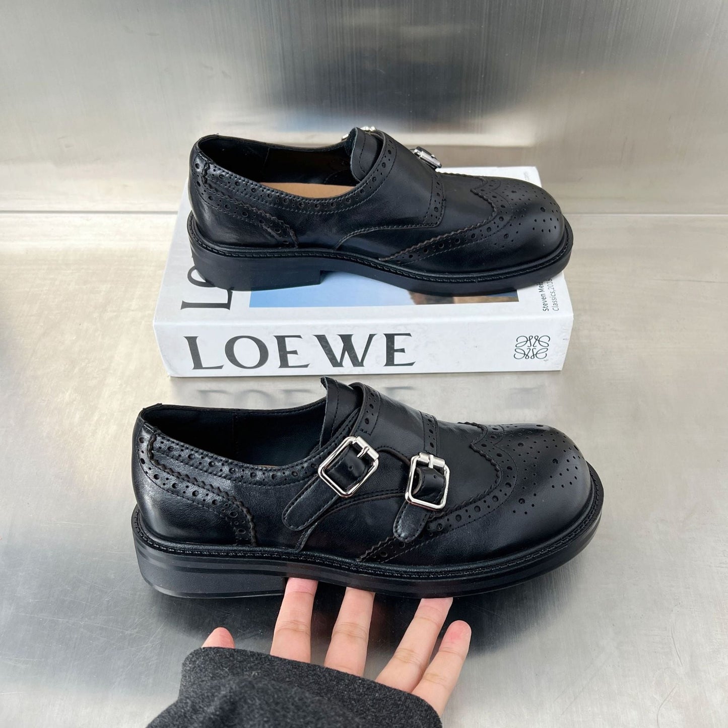 Damen Mokassins Elegantes Design Schnallenverschluss Brogue Stil