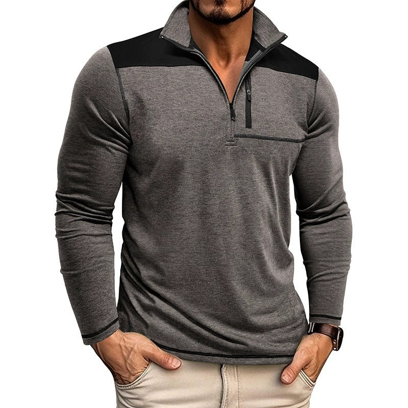 Herren Polohemd Langarm Modern Reißverschluss