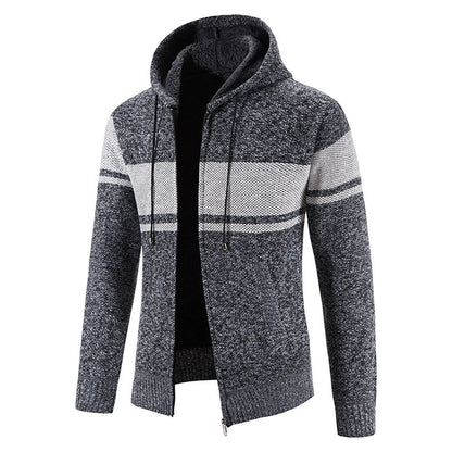 Herren Strickjacke Kapuze Strukturiert Modern
