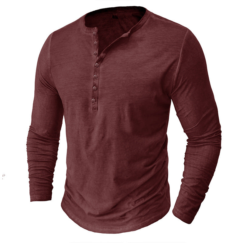 Herren Henley Shirt Langarm Elegantes Design Modern