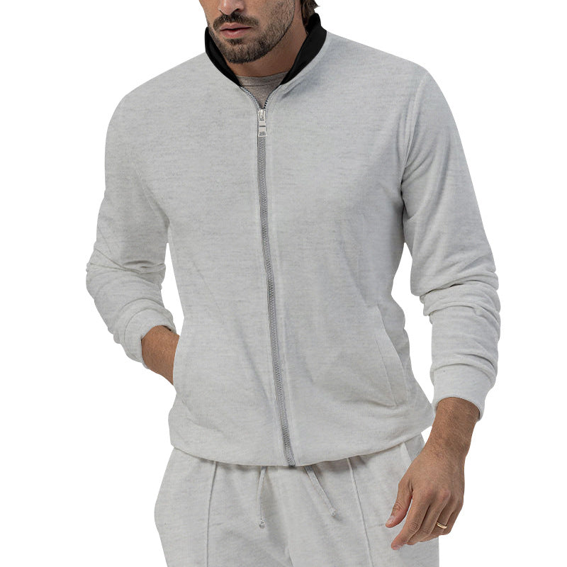 Herren Trainingsjacke Sportlich Stehkragen Reißverschluss