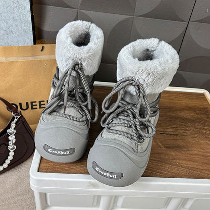 Damen Winterstiefel Gefüttert Warm mit Robustem Profil und Kuscheligem Fellkragen